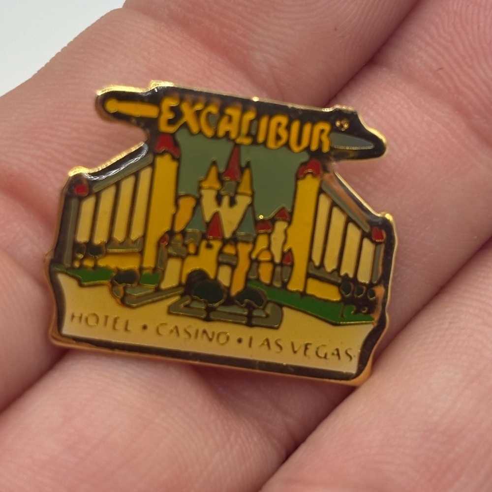 Vintage Excalibur Hotel Casino Las Vegas Enamel Pin Medieval Castle Souvenir